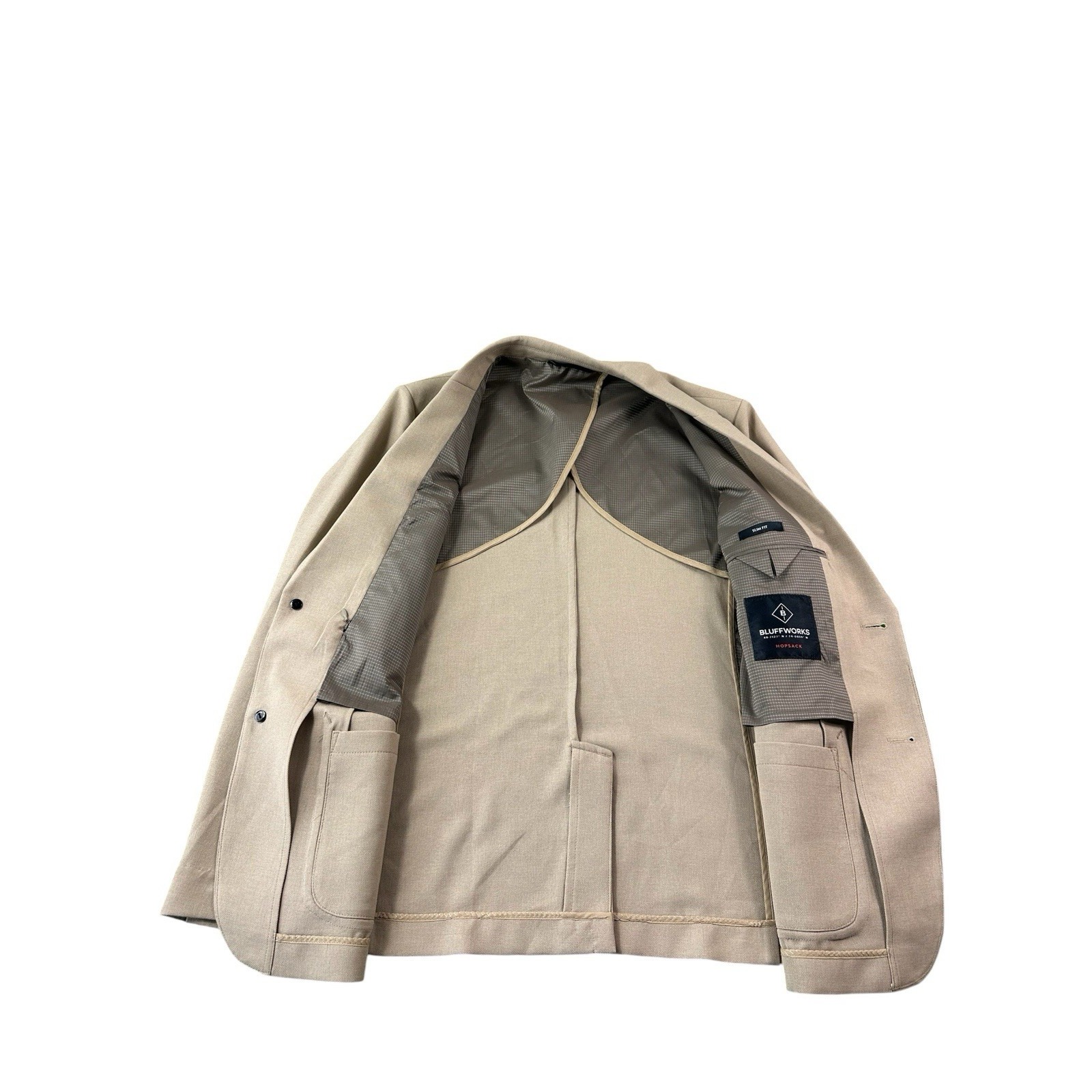 Bluffworks Tan Performance Hopsack Mens Sportcoat Size 38s Slim Nwt — image 4 of 8